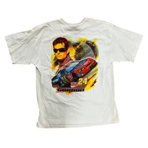 Vintage Y2K 2000s Jeff Gordon NASCAR Racing White Graphic T-Shirt Size XL